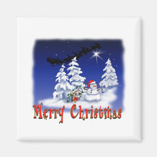 Frohe Schneemann zu Weihnachten Magnet