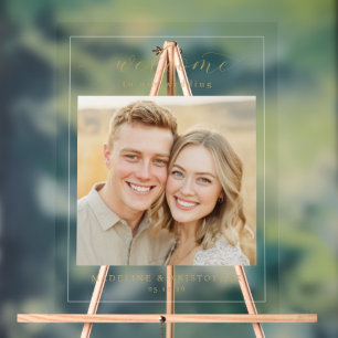 Frohe schwarze und goldene elegante Foto Acrylschild