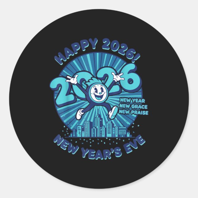 Frohe Silvesterfeier 2026 Design  Runder Aufkleber (Vorderseite)