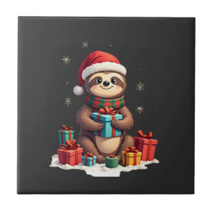 Frohe Slothmas süße Weihnachten Faultier Santa Hut Fliese
