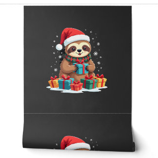 Frohe Slothmas süße Weihnachten Faultier Santa Hut Tapete