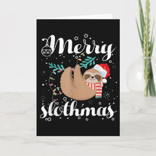 Frohe Slothmas Weihnachtspyjama für Sloth-Fans Karte