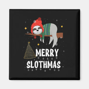 Frohe Slothmas Weihnachtspyjama für Sloth-Liebhabe Magnet
