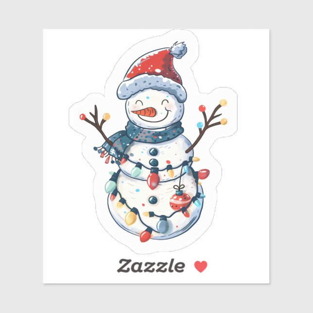 Frohe Snowman zu Weihnachten verkleidet Aufkleber (Blatt)