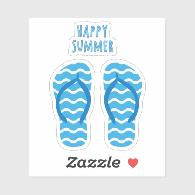 Frohe Sommer-Kontaktsticker mit Flip Flops Aufkleber (Blatt)