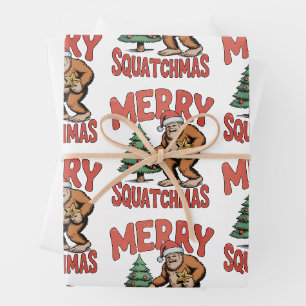 Frohe Squatchmas Bigfoot Sasquatch Weihnachtsbaum Geschenkpapier Set
