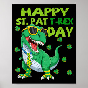 Frohe St. Pat Trex Tag Dino St. Patrick Tag Kleink Poster