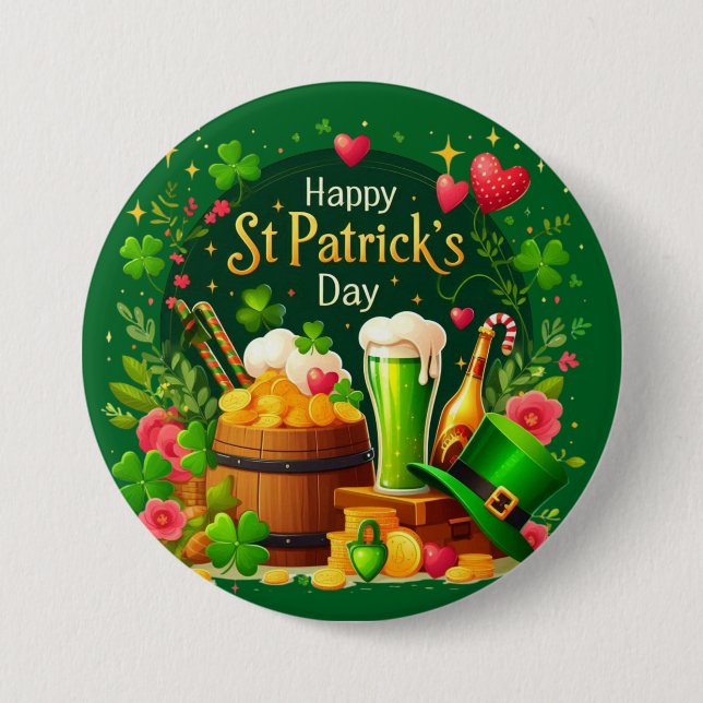 Frohe St. Patrick's Day Festliche Feier Button (Vorderseite)
