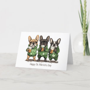 Frohe St. Patrick's Day Französische Bulldoggen Feiertagskarte