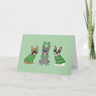 Frohe St. Patrick's Day Französische Bulldoggen Feiertagskarte