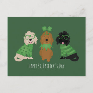 Frohe St. Patrick's Day Goldendoodle Hunde Postkarte
