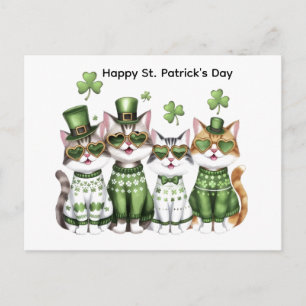 Frohe St. Patricks Tag Katzen Postkarte