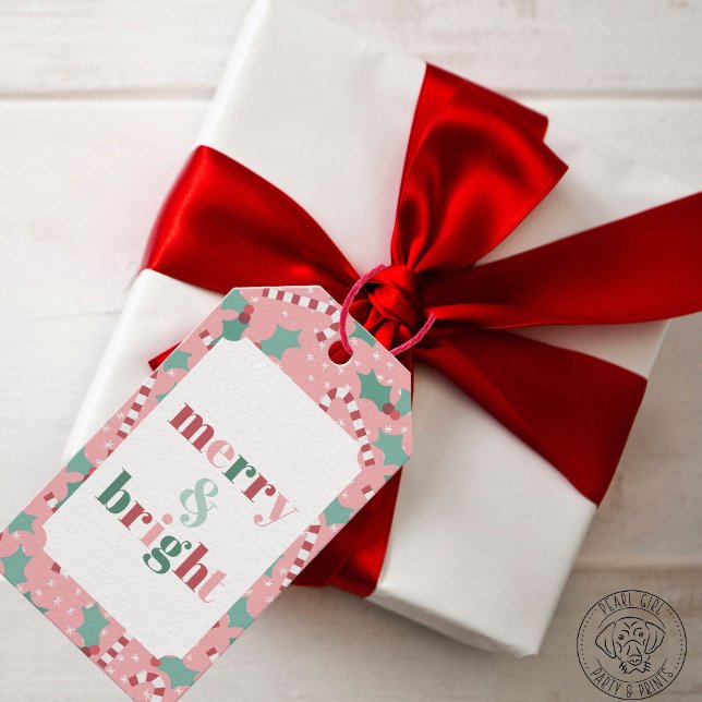 Frohe & strahlende rosa Candy Cane  Geschenkanhänger (Von Creator hochgeladen)