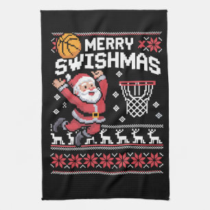 Frohe Swishmas Basketball hässliches Weihnachten X Geschirrtuch