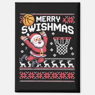 Frohe Swishmas Basketball hässliches Weihnachten X Magnet