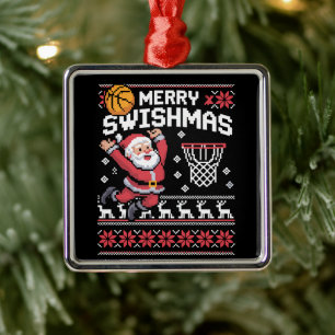 Frohe Swishmas Basketball hässliches Weihnachten X Ornament Aus Metall