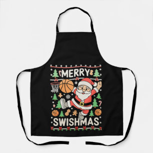 Frohe Swishmas hässliche Weihnachtsbasketball-Weih Schürze