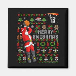 Frohe Swishmas hässliches Weihnachtsbasketball Wei Magnet
