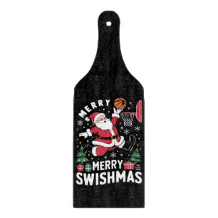 Frohe Swishmas Weihnachten Santa spielt Basketball Schneidebrett