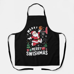 Frohe Swishmas Weihnachten Santa spielt Basketball Schürze