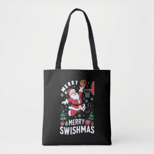 Frohe Swishmas Weihnachten Santa spielt Basketball Tasche