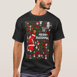 Frohe Swishmas Weihnachtsmann Basketball hässliche T-Shirt