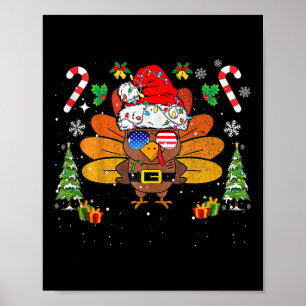 Frohe Thanksmas Frohes Erntedankfest Santa Truthah Poster
