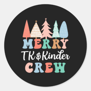 Frohe Tk und Kinder Crew Kindergarten Lehrer Chri Runder Aufkleber