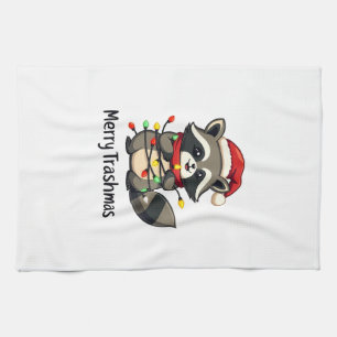 Frohe Trashmas Funny Raccoon Weihnachtsfeiertag Geschirrtuch