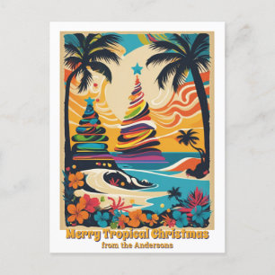 Frohe tropische Weihnachten vom Strand Postkarte