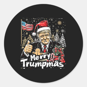 Frohe Trumpmas Dankbares Weihnachten Trump als Wei Runder Aufkleber