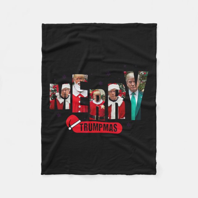 Frohe Trumpmas Santa Trump Weihnachts Pajamas Spaß Fleecedecke (Vorderseite)