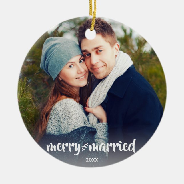 Frohe u. verheiratete Trendy Keramik Ornament (Vorne)