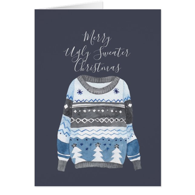 Frohe Ugly Sweater Christmas - Gray Blue Sweater (Vorne)