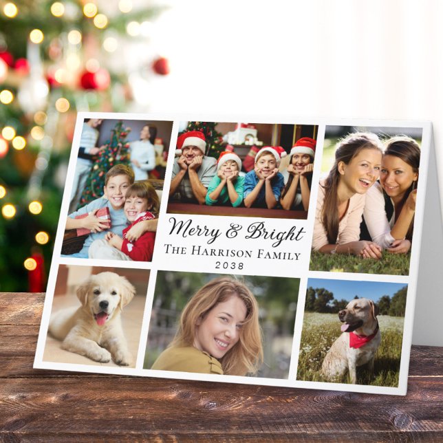Frohe und helle 6 Foto Collage Weihnachten (This holiday season, let the magic of your cherished moments unfold with our 6 photo Christmas card)