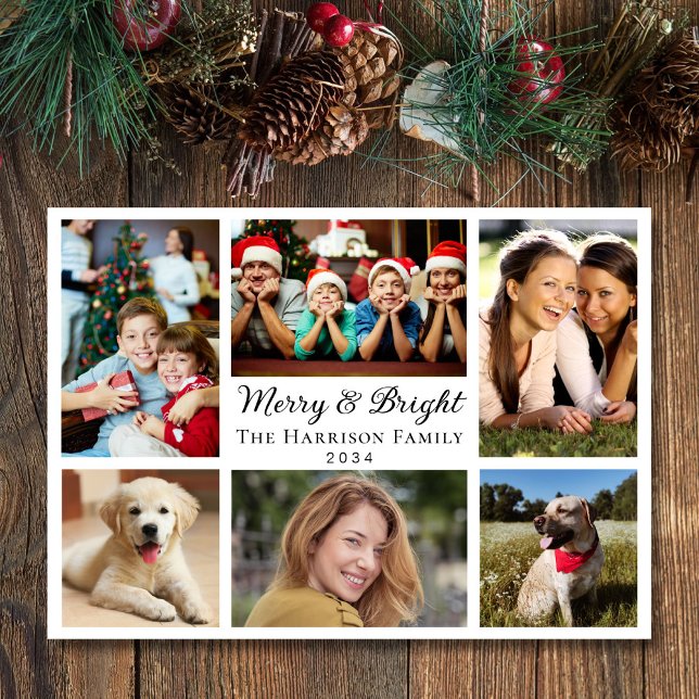 Frohe und helle 6 Foto Collage Weihnachten (This holiday season, let your family's smiles and heartwarming memories shine on our 6 photo card)