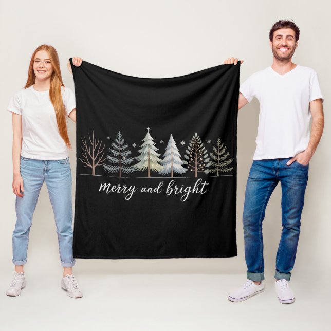 Frohe und helle Bäume Weihnachtsferien Winter Fleecedecke (Beispiel)