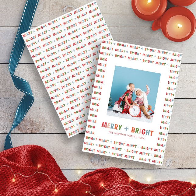 Frohe und helle Foto Weihnachten (Merry and Bright Photo Christmas Holiday Card by Painted Paperie)