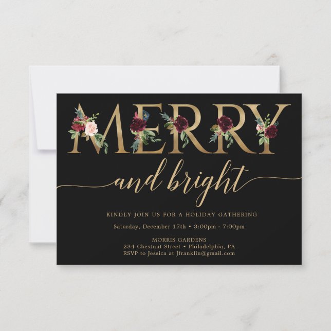 Frohe und helle Gold Weihnachten-Party Einladungen (Vorderseite)