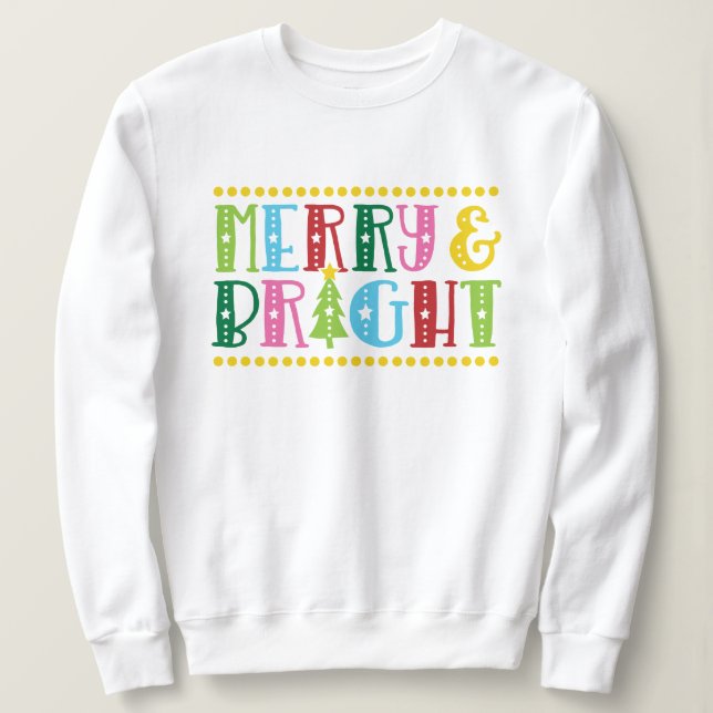 Frohe und helle Hand Weihnachtsfeiertag Sweatshirt (Design vorne)