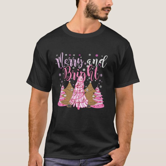 Frohe und helle Leopard Weihnachtsbaum Ugly Xmas T-Shirt (Vorderseite)