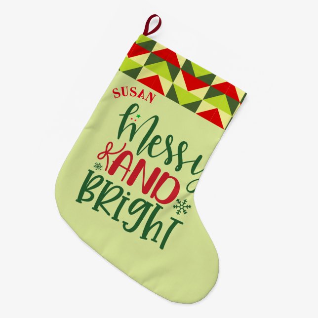 Frohe und helle Name Weihnachten Strumpf Großer Weihnachtsstrumpf (Vorderansicht (hängend))