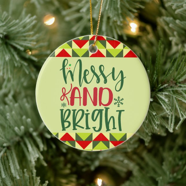 Frohe und helle Namen Weihnachtsblank im Inneren Keramik Ornament (Baum)