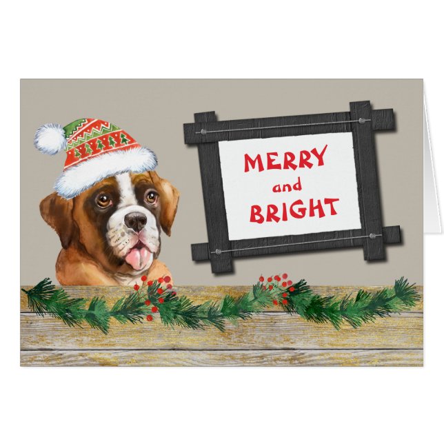 Frohe und helle Niedliche Boxer Dog Weihnachten (Vorderseite (Horizontal))
