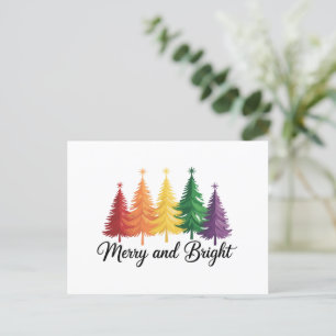 Frohe und helle Regenbogen Weihnachtsbaum Gay LGBT Feiertagspostkarte