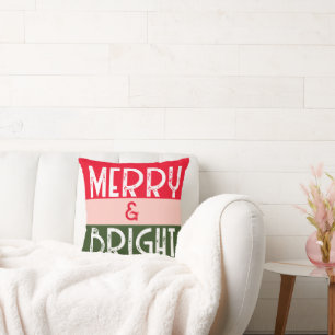 Frohe und helle Retro Typografie Weihnachten Kissen