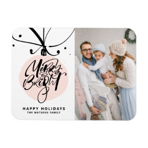Frohe und helle rosa Ornament Weihnachten Foto Magnet