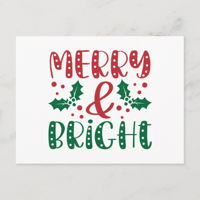 Frohe und helle rote grüne Feiertage Weihnachten Postkarte (Vorderseite)