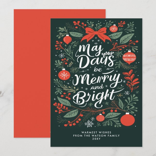 Frohe und helle rote grüne Weihnachten (Vorne/Hinten)