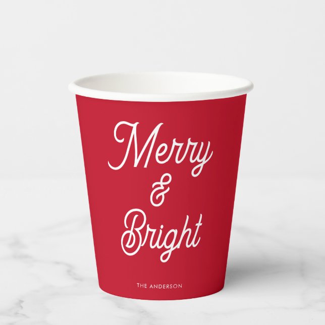 Frohe und helle rote Weihnachten Pappbecher (Vorderseite)